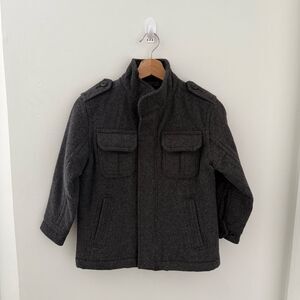 GAP Kids Wool Coat Winter Charcoal Gray Black S Parka Lambs Wool Boys Youth